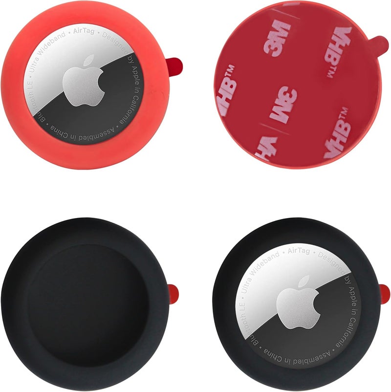 echinff Silicone Case with 3M Strong Adhesive Sticker, 4 Pack Protective Case for Apple Air Tags for Sticking On Tv Remote Headphones Luggage Laptop Camera Bike - Image 1